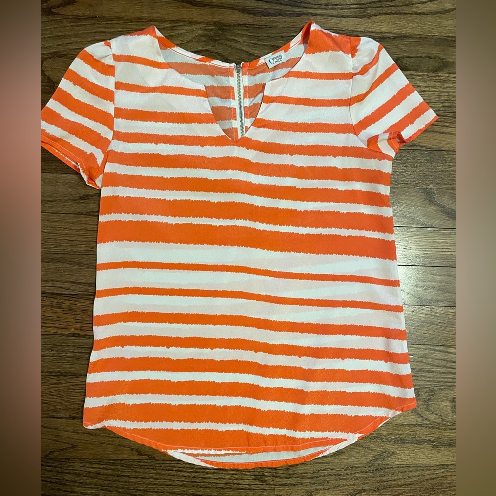 EUC Orange & White Blouse